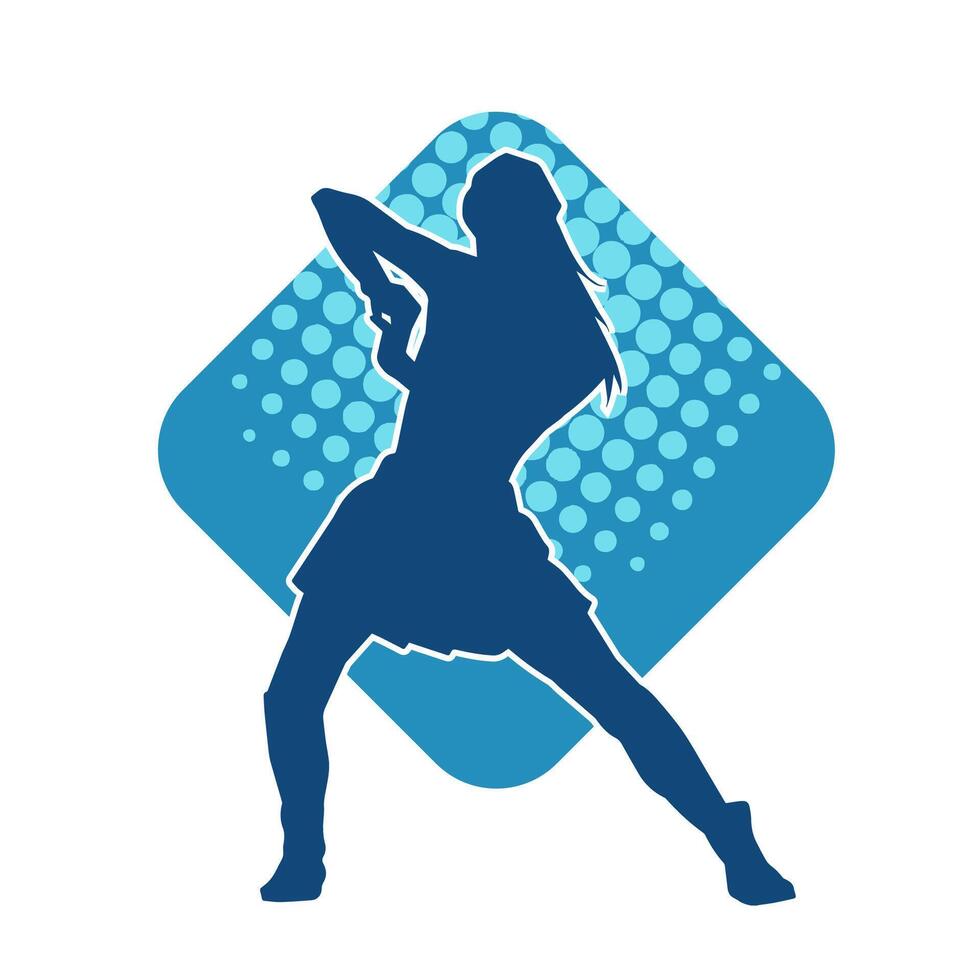 silhouet van een vrouw danser in actie houding. silhouet van een slank vrouw in dansen houding. vector