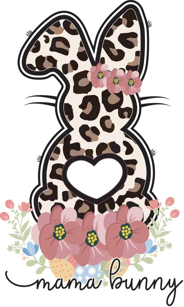 mama konijn Pasen schattig bloemen konijn luipaard afdrukken Pasen t overhemd ontwerp vector