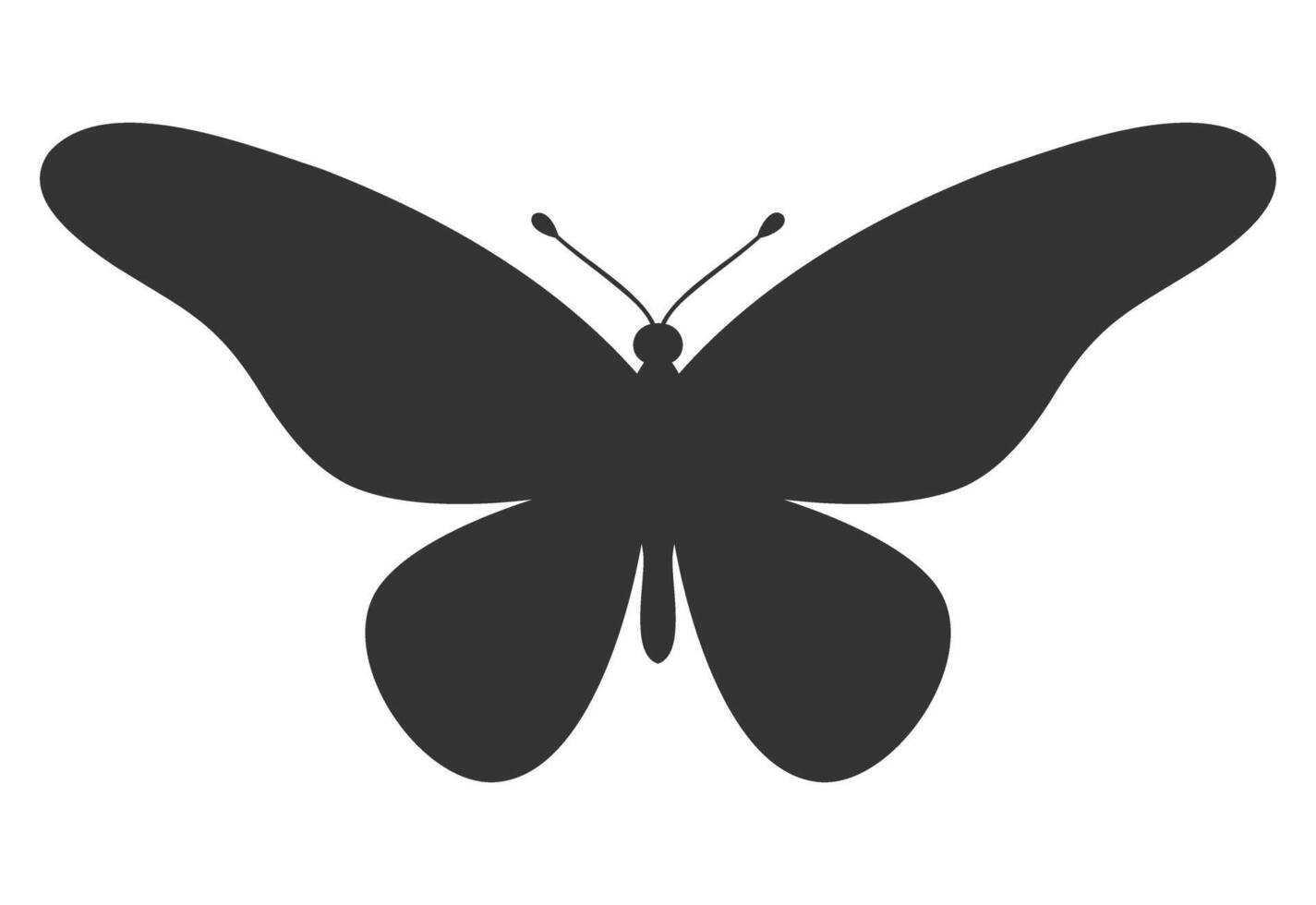 vlinder zwart silhouet. vorm van vlinder Vleugels, voorkant visie, tatoeëren sjabloon. gemakkelijk insect icoon, vector illustratie