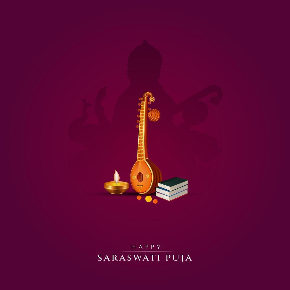 vasant panchami, saraswati poeja, basant sociaal media post vector