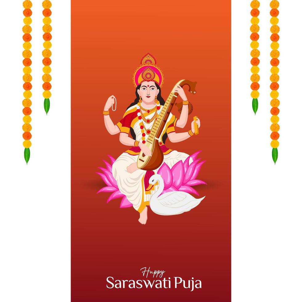 vasant panchami, saraswati poeja, basant sociaal media post vector