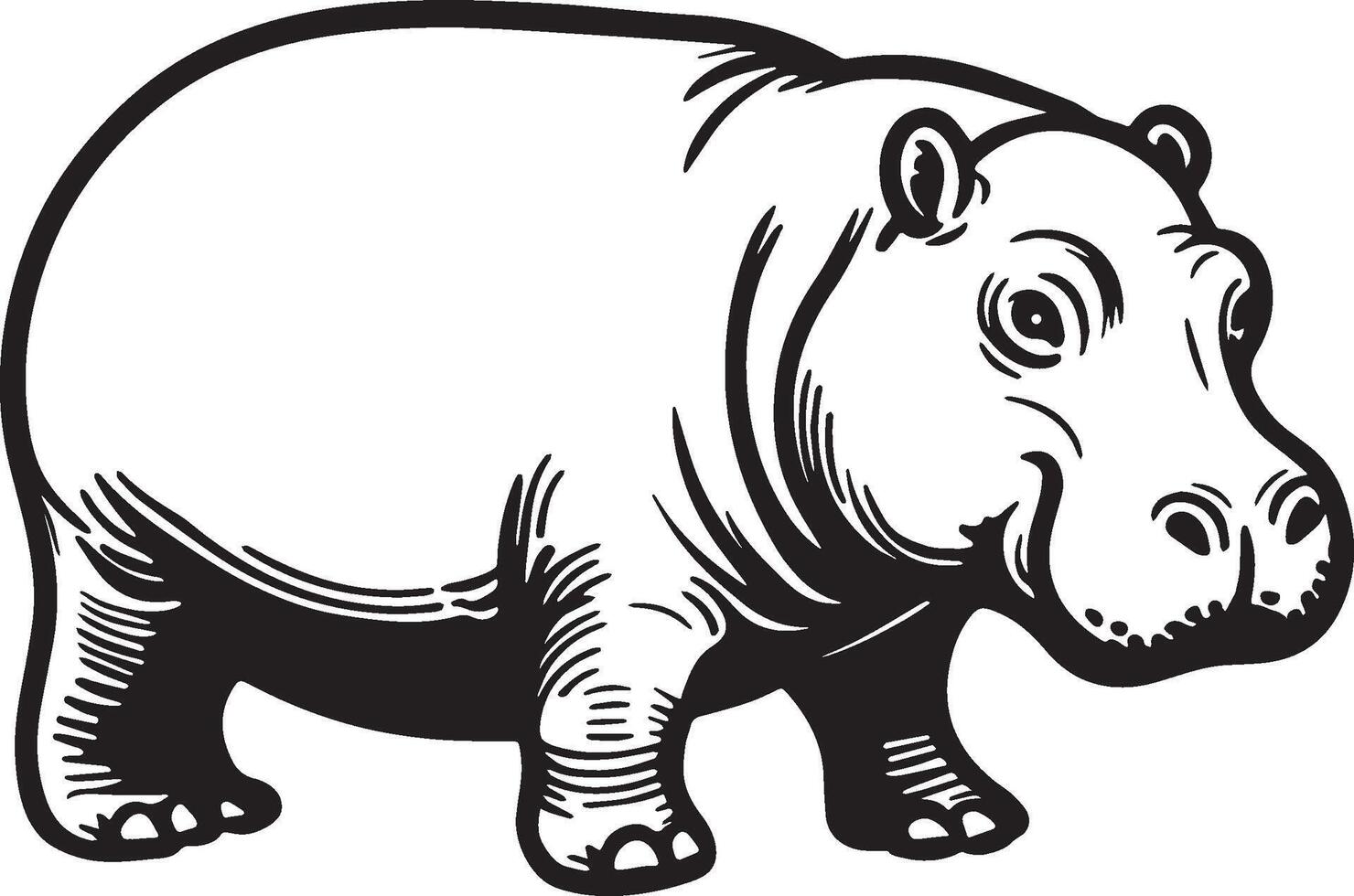 nijlpaard schetsen tekening. vector