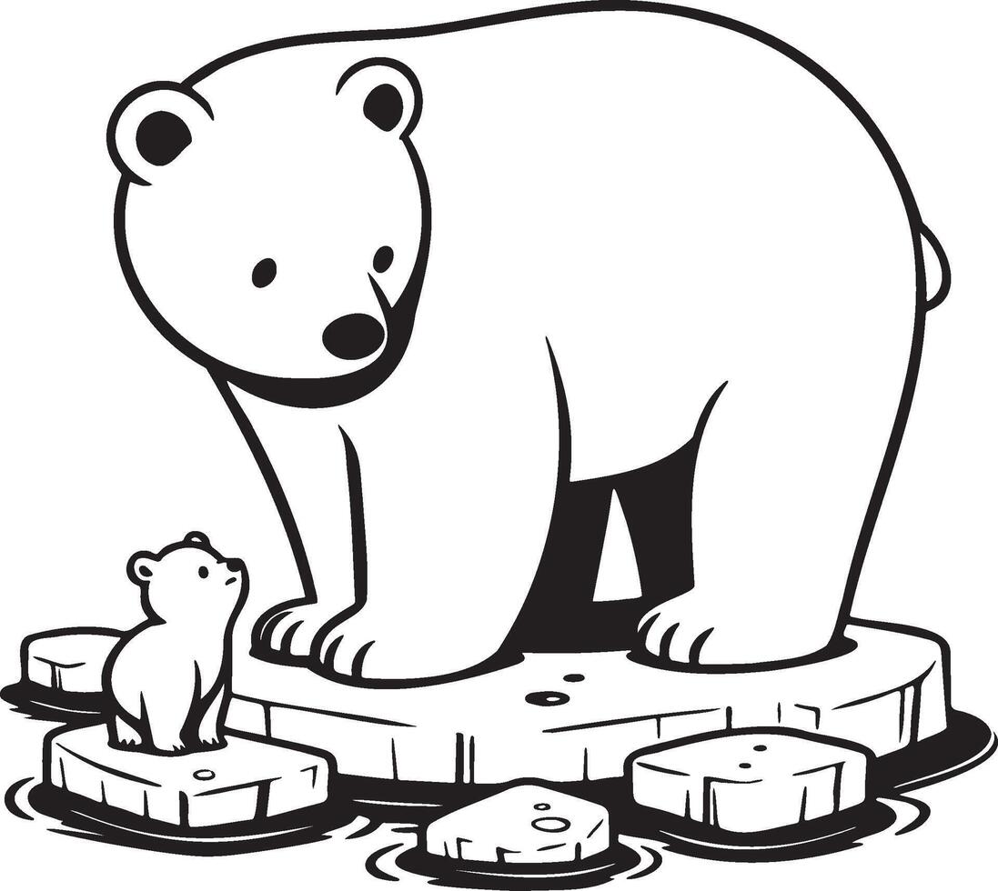 polair beer staand Aan ijs vlot. vector