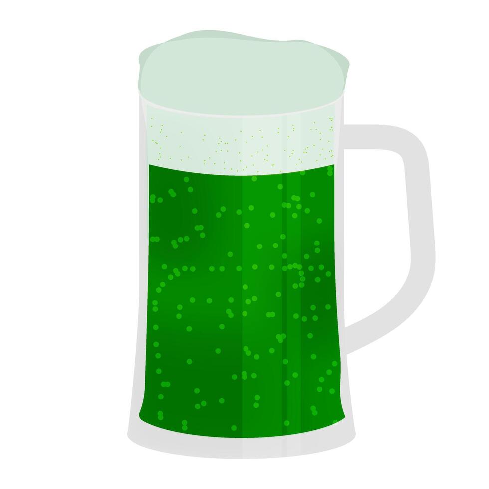 bier mok met groen bier voor st. Patrick dag vector