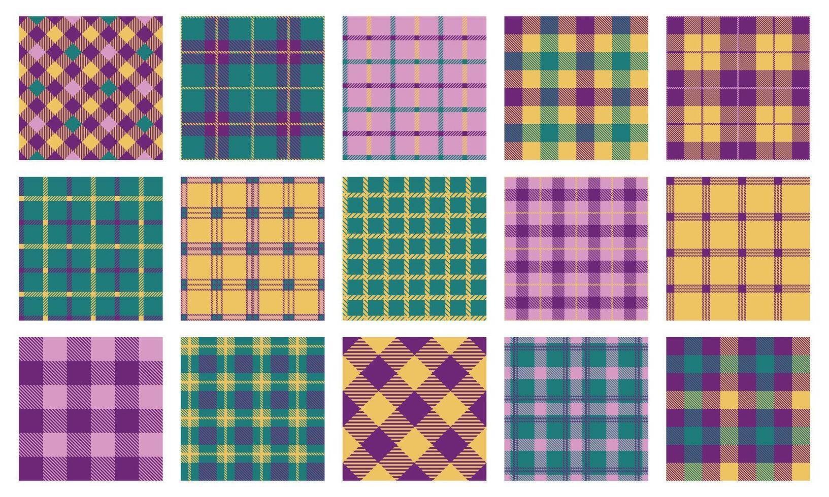 deken textuur. naadloos meetkundig patroon van traditioneel Schotse ruit plaid kleding stof, rustiek streep herhalen achtergrond. vector kleding stof afdrukken
