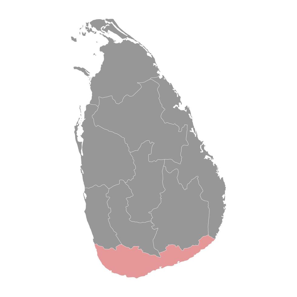 zuidelijk provincie kaart, administratief divisie van sri lanka. vector illustratie.