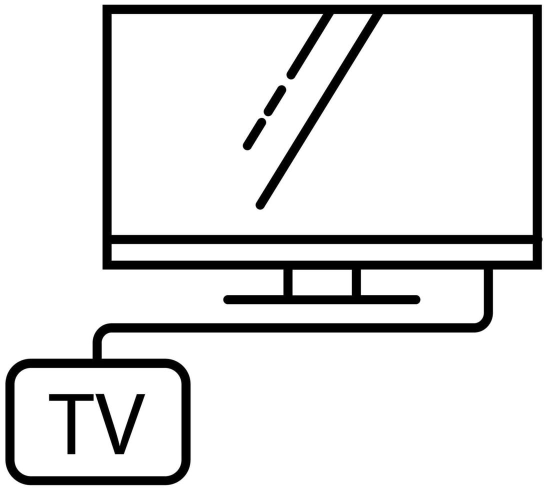 digitaal TV icoon in dun schets. vector