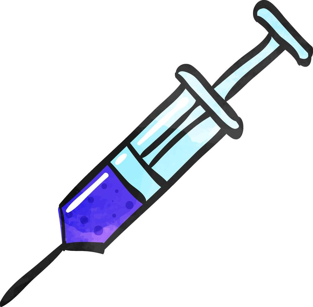 injectiespuit icoon in waterverf stijl. vector