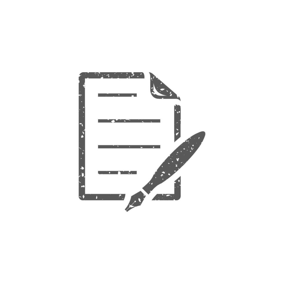 brief schacht pen icoon in grunge structuur vector illustratie