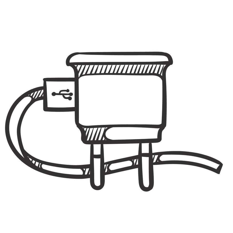 telefoon oplader icoon tekening schetsen vector