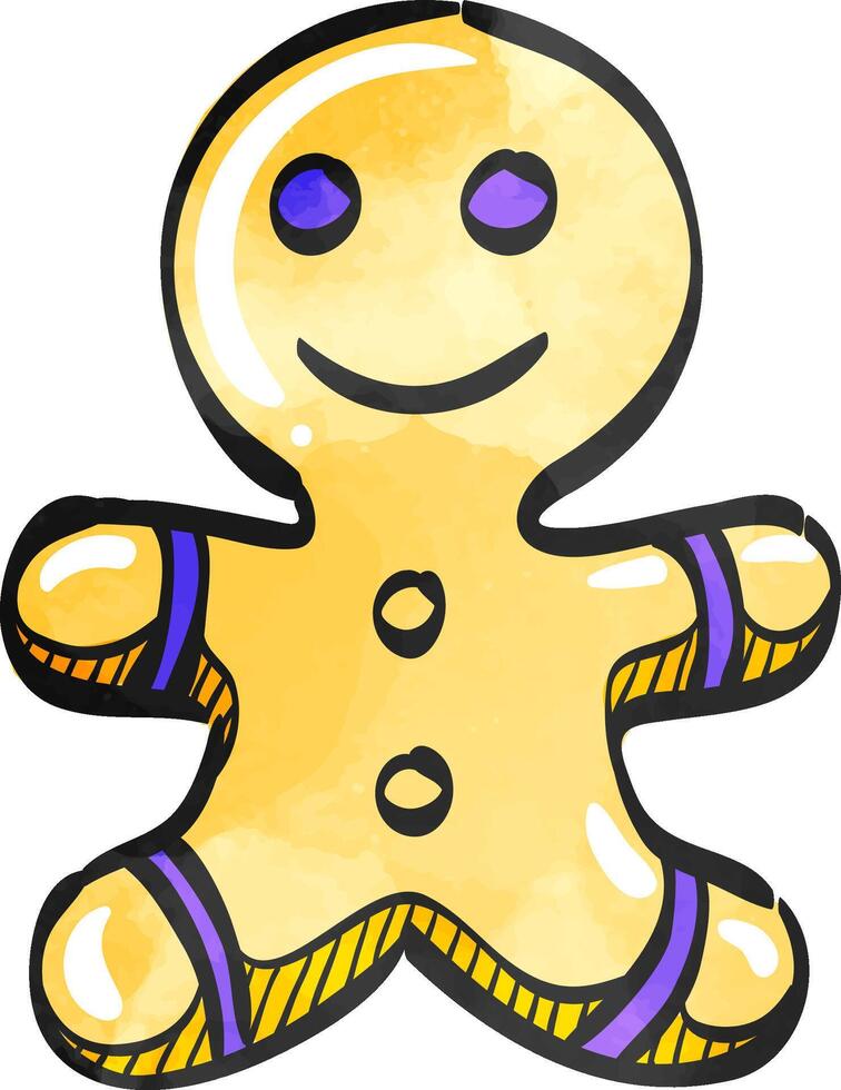 gingerman icoon in kleur tekening. voedsel tussendoortje taart gember brood bruin vector