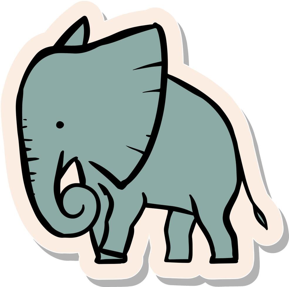 hand- getrokken olifant in sticker stijl vector illustratie