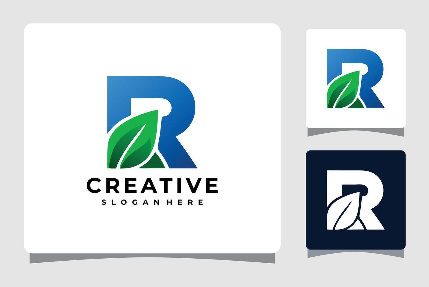 brief r met blad bedrijf logo ontwerp vector