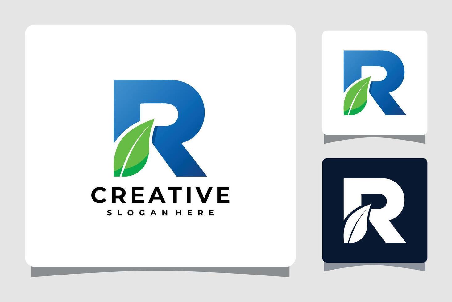 brief r met blad bedrijf logo ontwerp vector