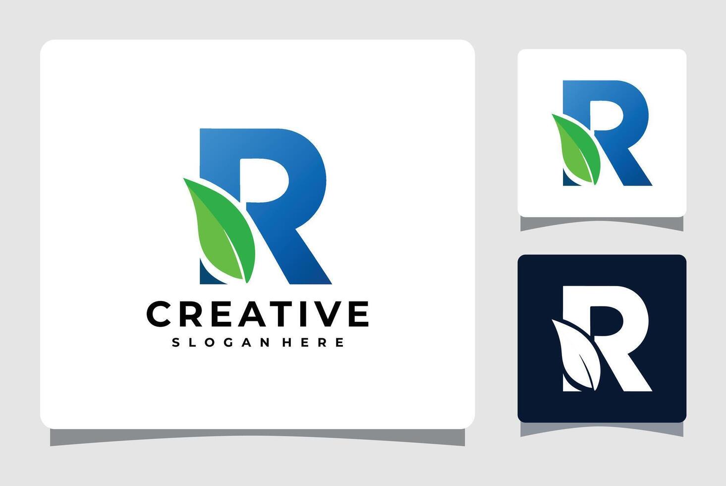 brief r met blad bedrijf logo ontwerp vector