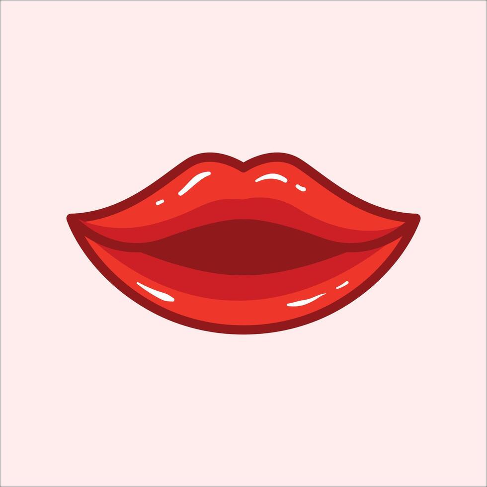 rood lippen tekenfilm vector illustratie