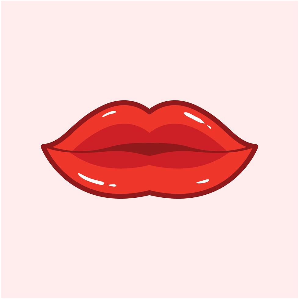 rood lippen tekenfilm vector illustratie