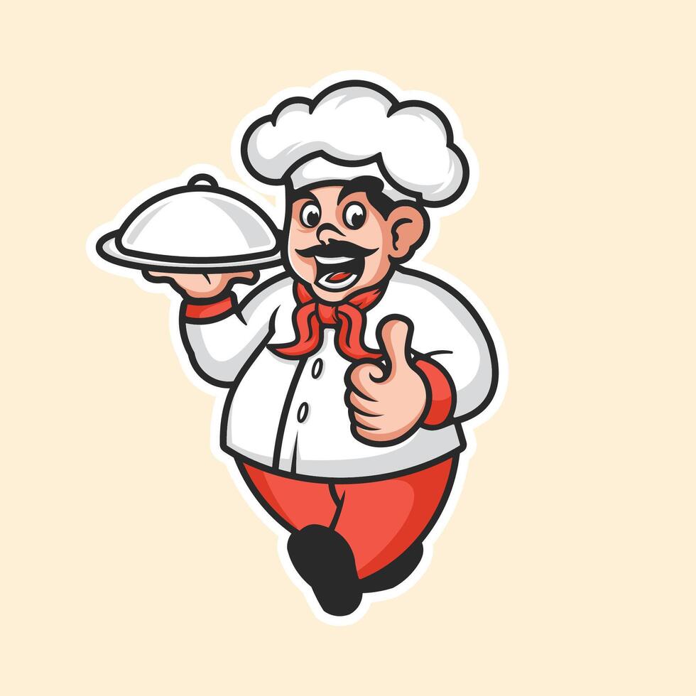 chef-kok mascotte logo afbeelding vector