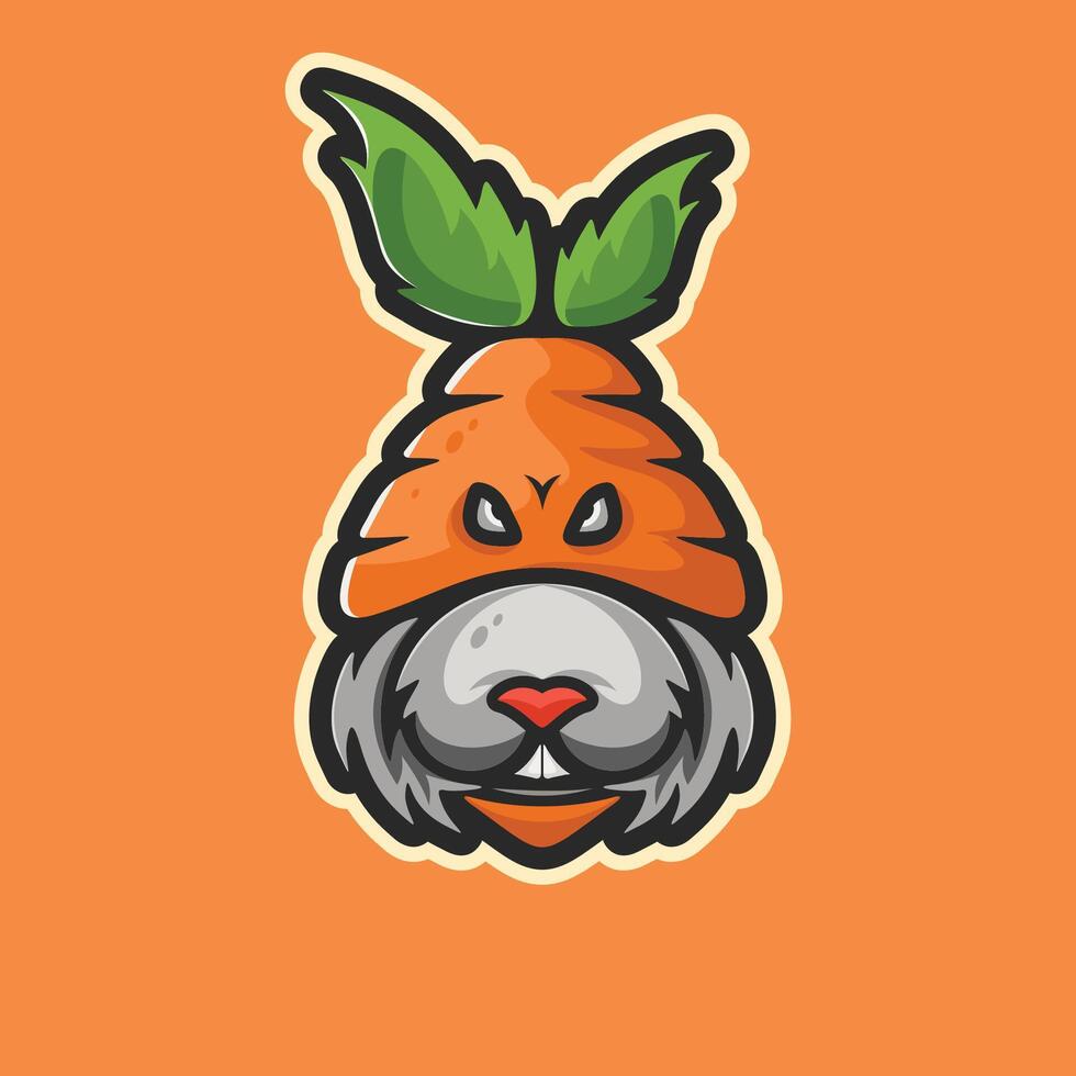 konijn en wortel hoed mascotte logo vector illustratie