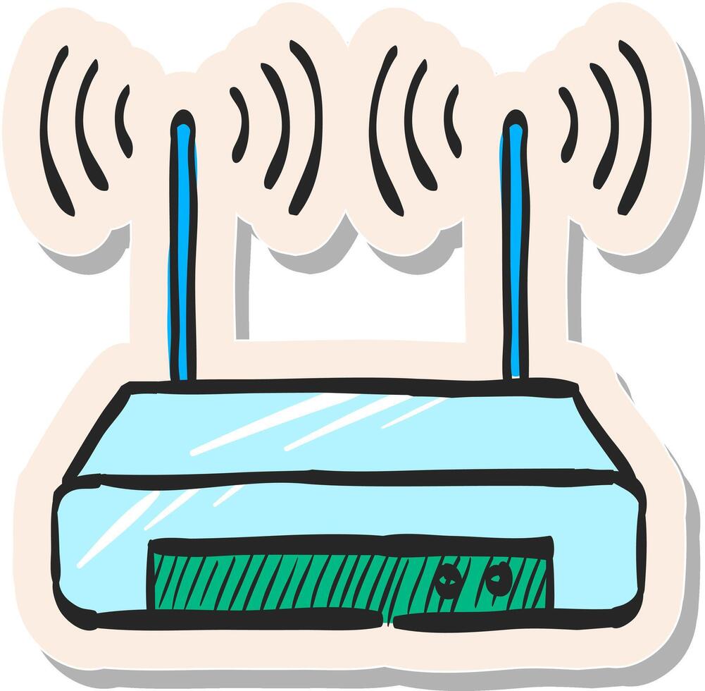 hand- getrokken router icoon in sticker stijl vector illustratie