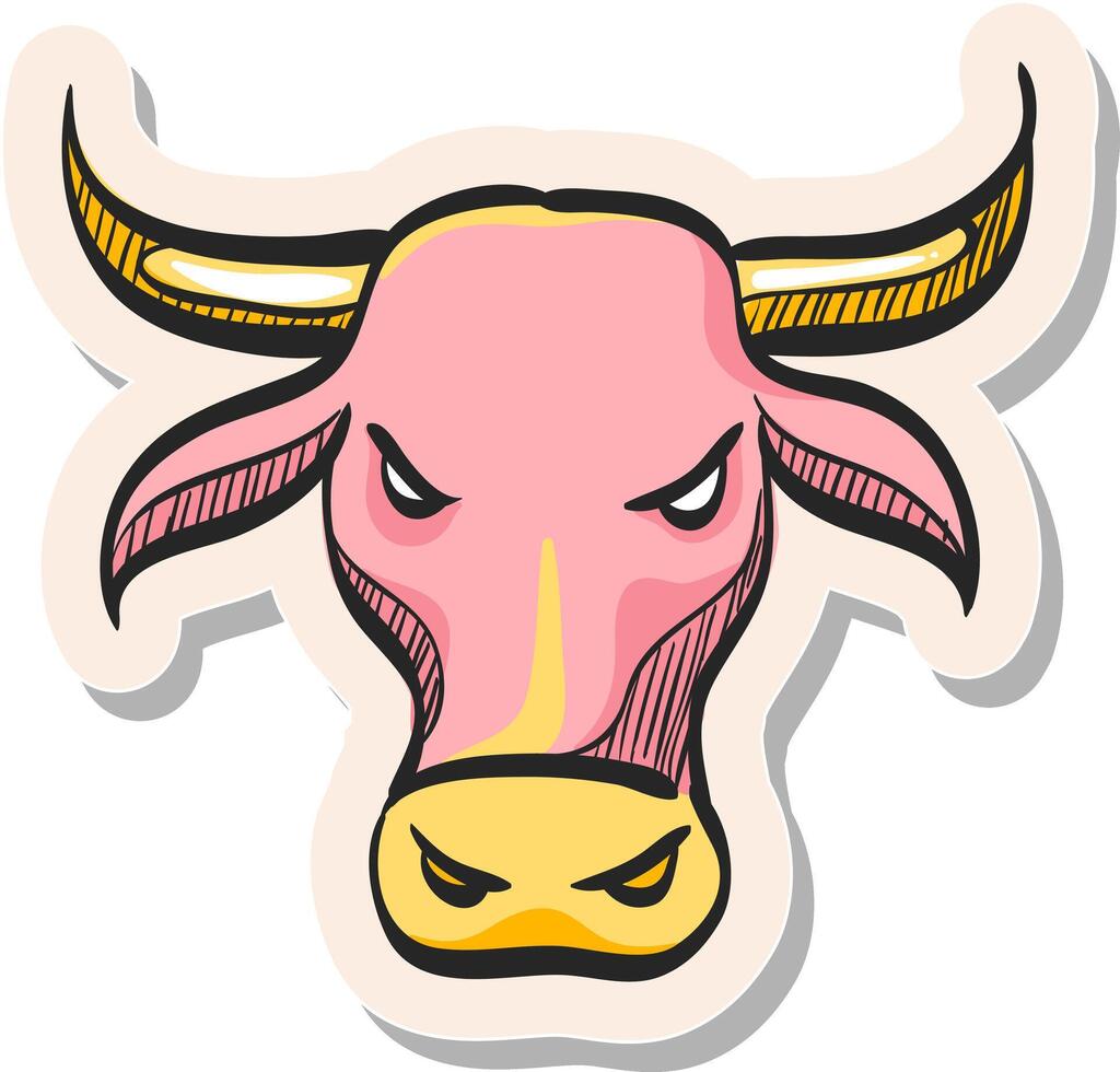 hand- getrokken bullish icoon in sticker stijl vector illustratie