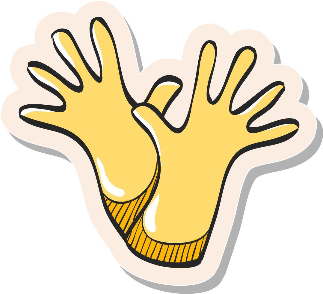 hand- getrokken schoonmaak handschoen icoon in sticker stijl vector illustratie