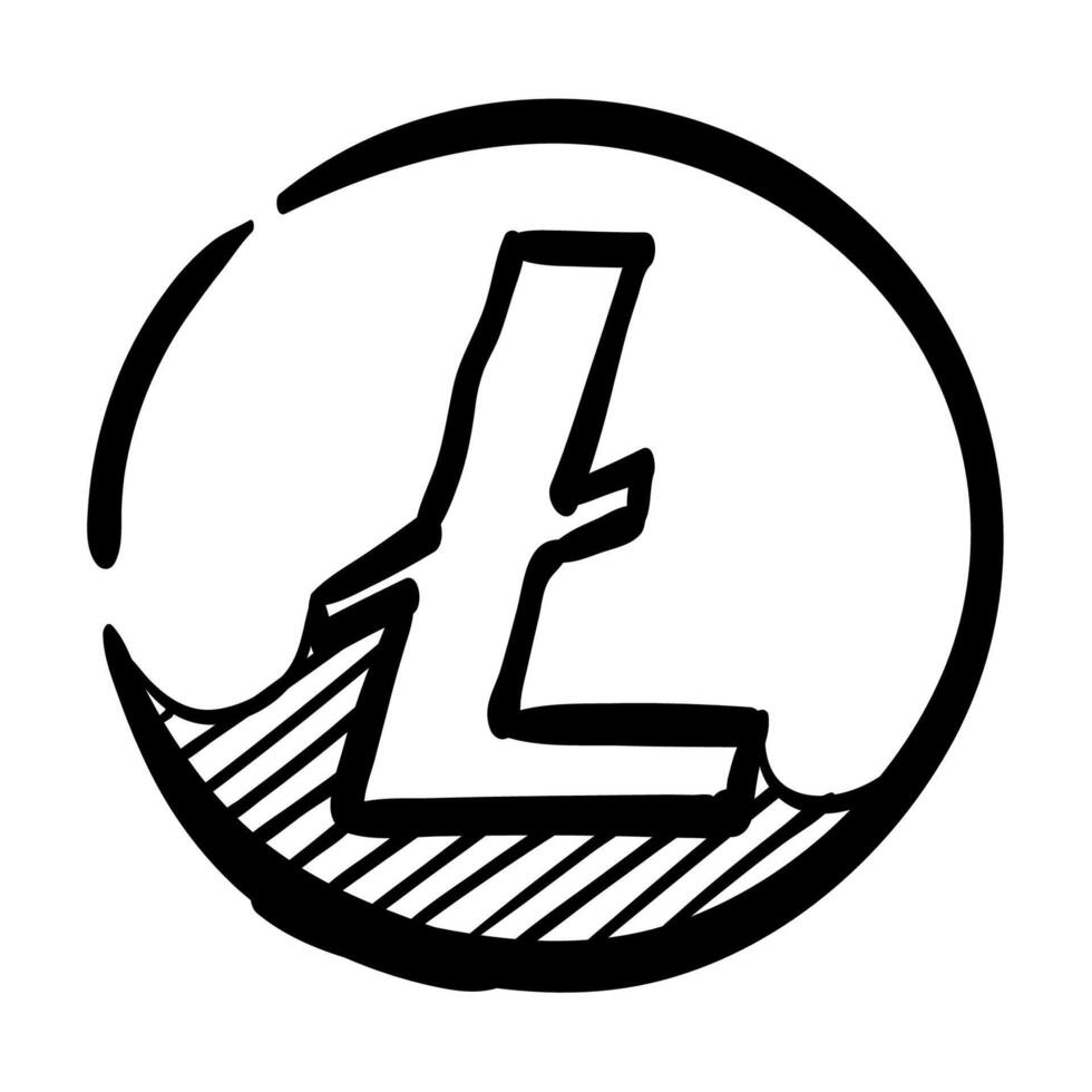 litecoin symbool hand- getrokken vector illustratie.