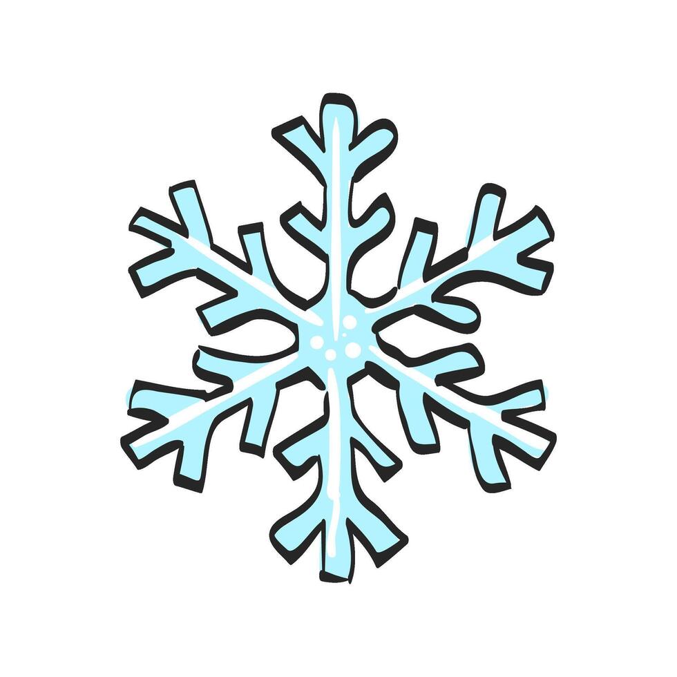 sneeuwvlok icoon in hand- getrokken kleur vector illustratie