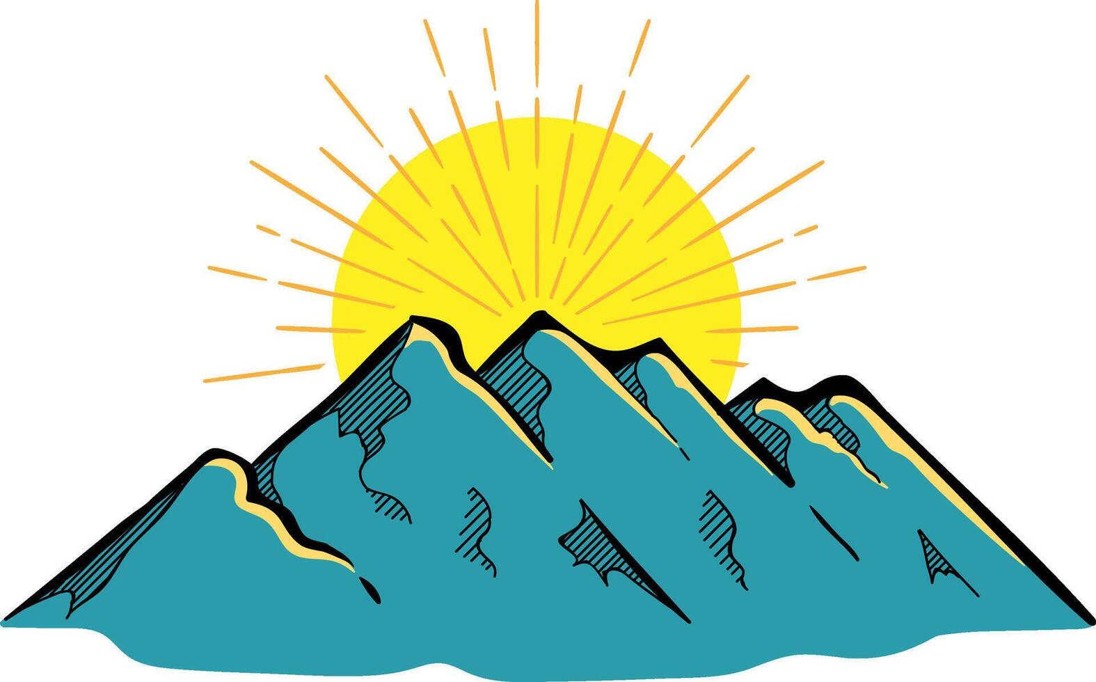 hand- getrokken bergen kleur vector illustratie