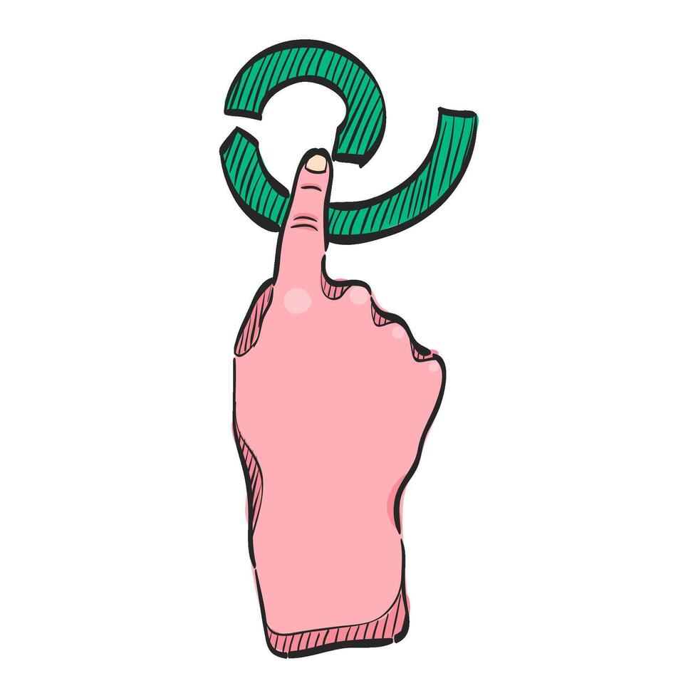 vinger gebaar icoon in hand- getrokken kleur vector illustratie