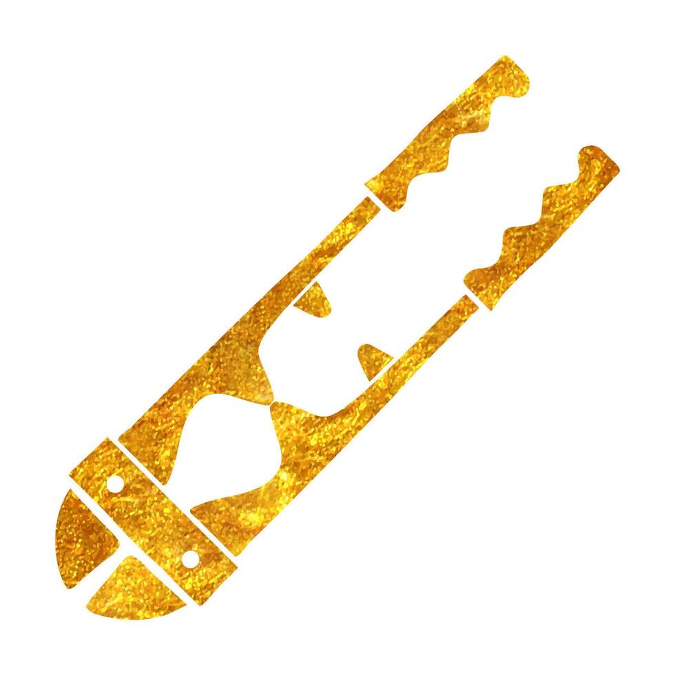 hand- getrokken draad snijder icoon in goud folie structuur vector illustratie
