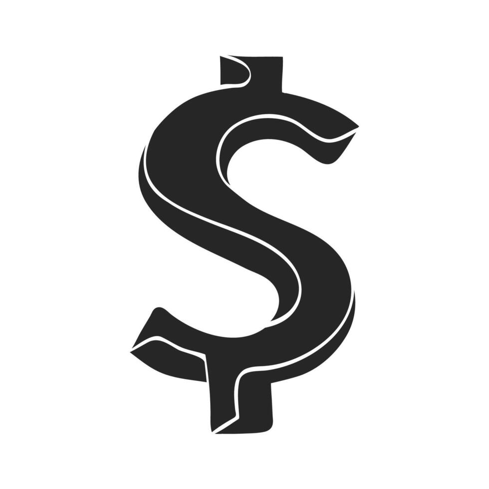 hand- getrokken dollar teken vector illustratie