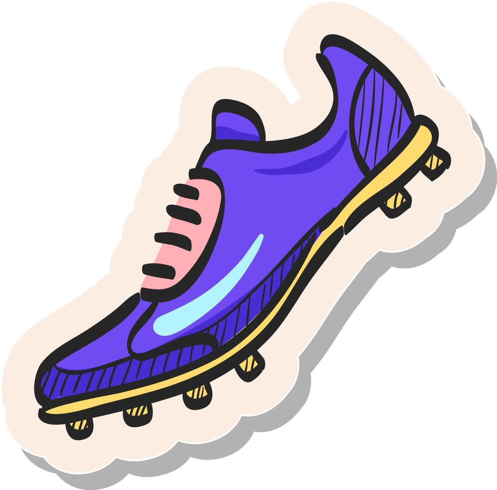 hand- getrokken voetbal schoen icoon in sticker stijl vector illustratie