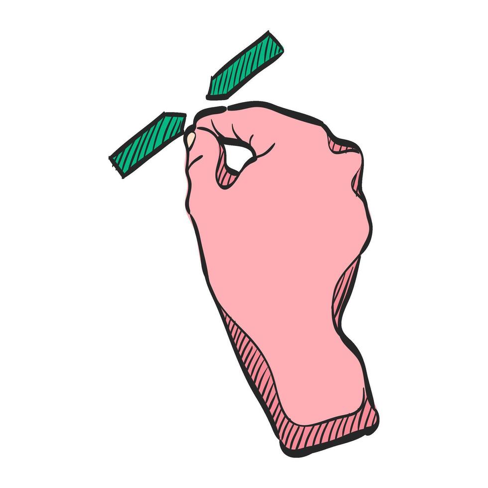 vinger gebaar icoon in hand- getrokken kleur vector illustratie