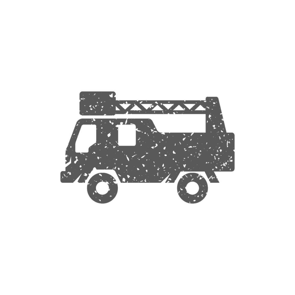 brandweerman auto icoon in grunge structuur vector illustratie