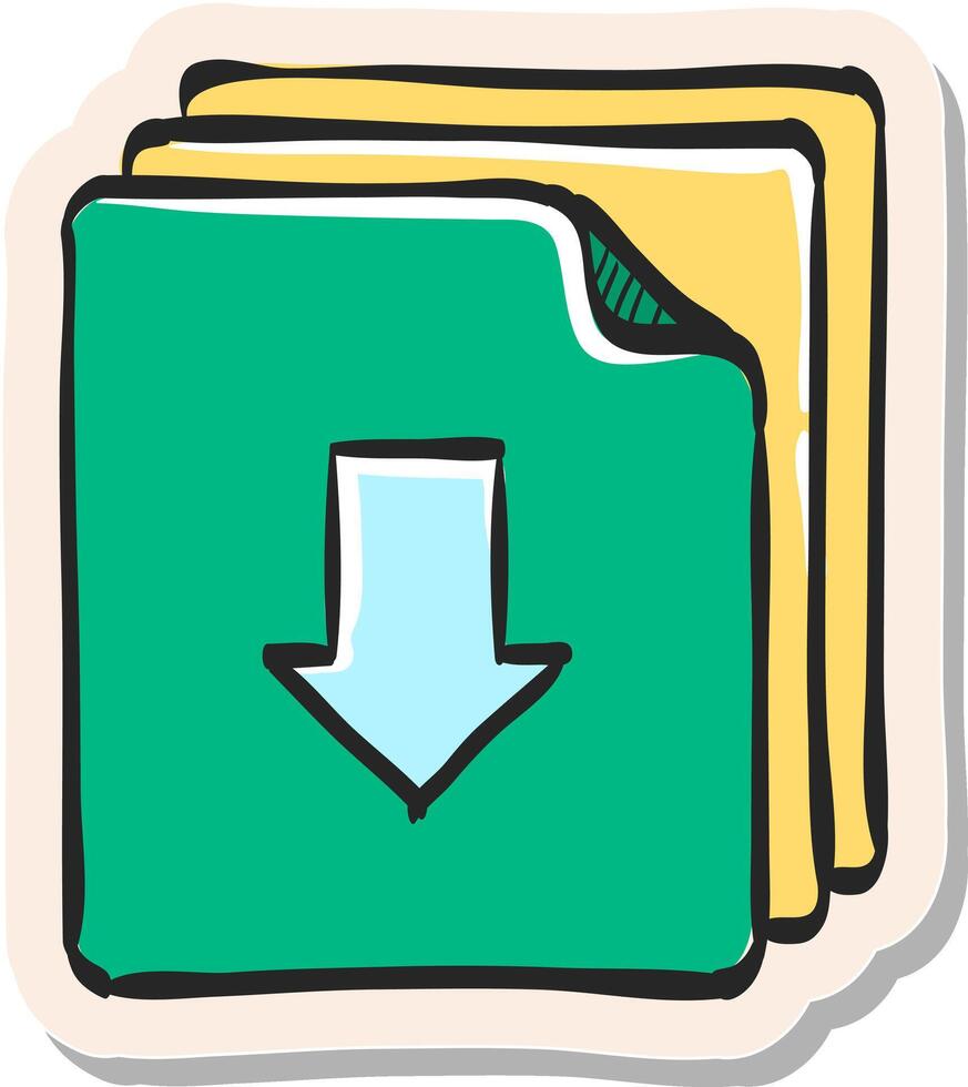 hand- getrokken meerdere downloaden pijl icoon in sticker stijl vector illustratie
