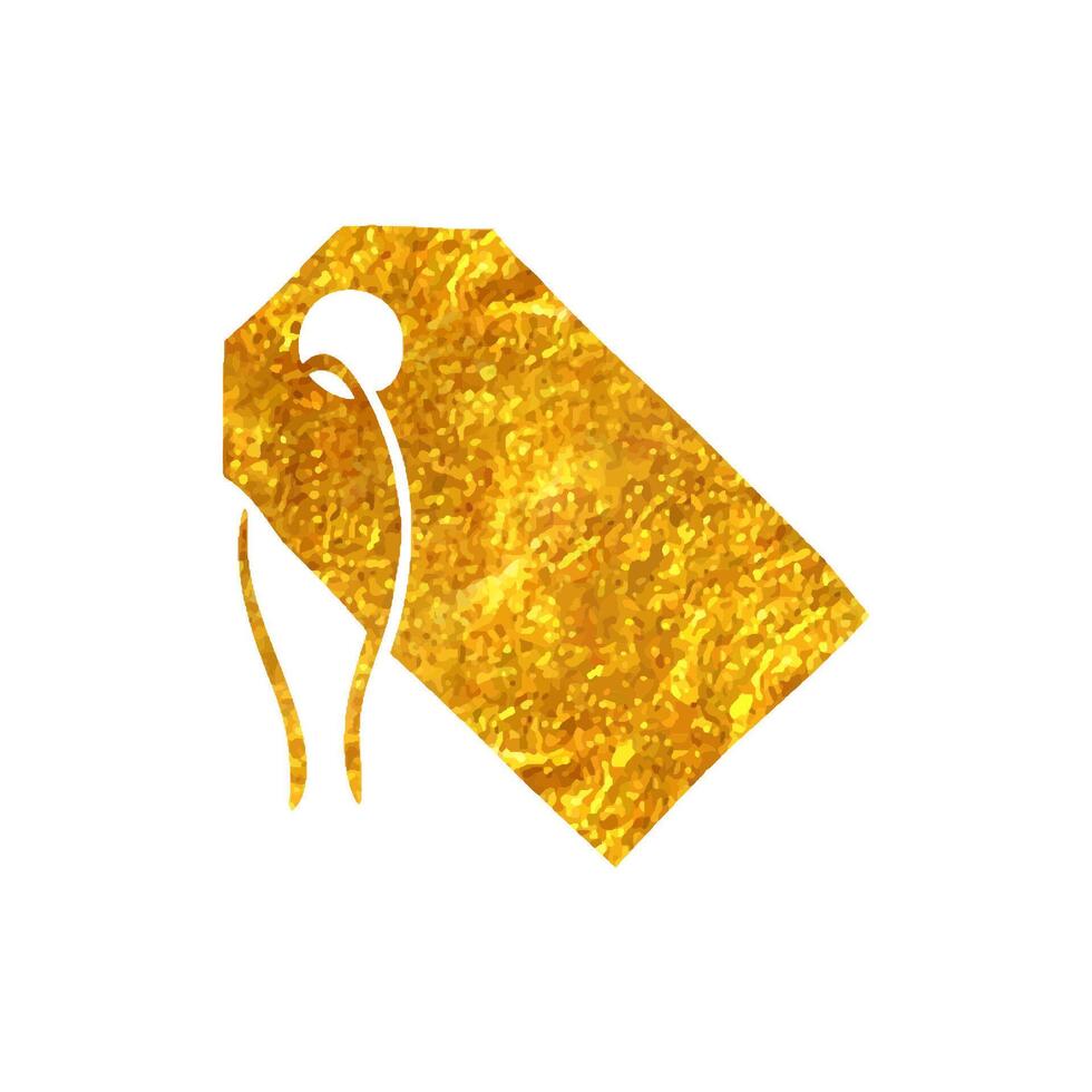hand- getrokken uitverkoop label icoon in goud folie structuur vector illustratie