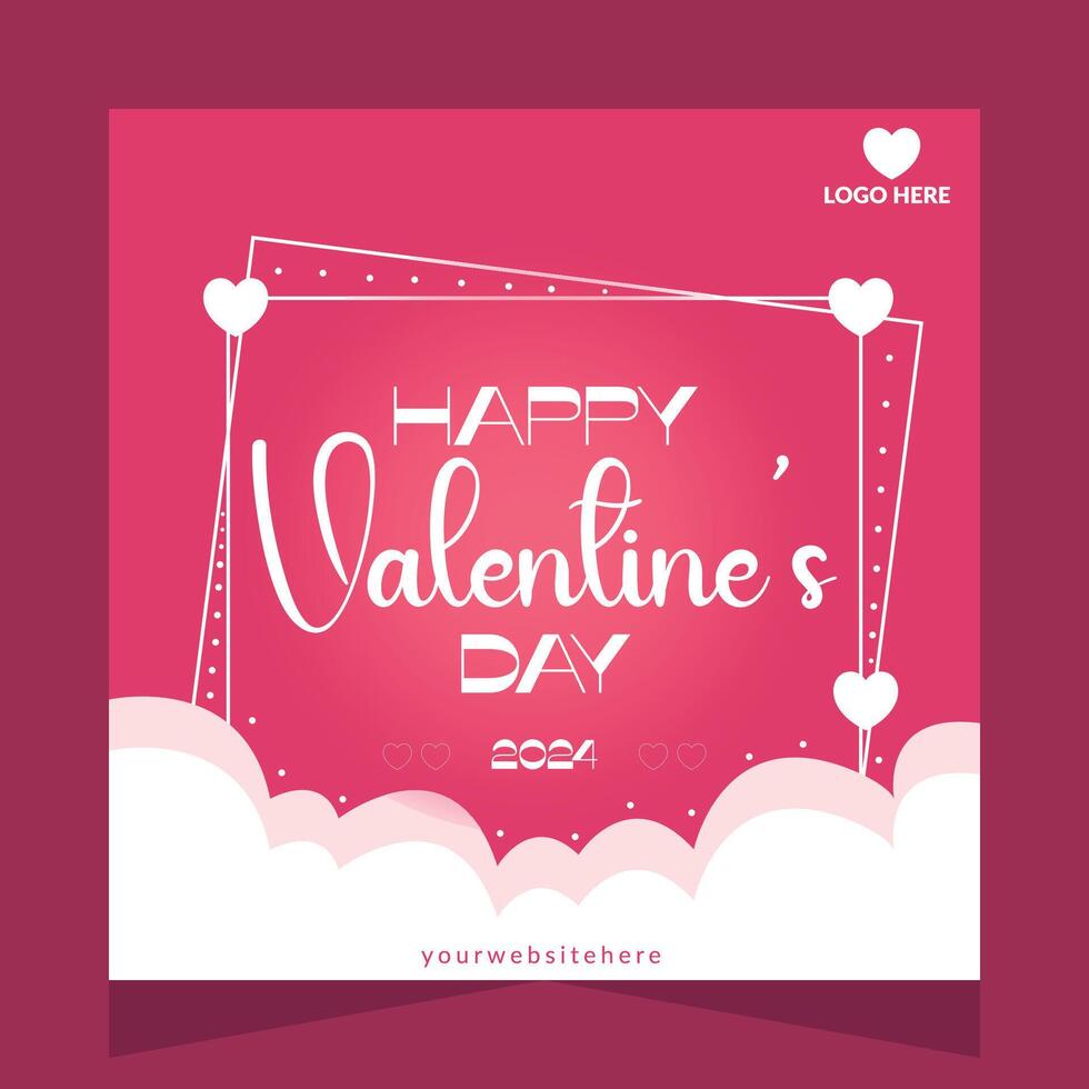 14e februari Valentijn dag sociaal media post ontwerp sjabloon vector