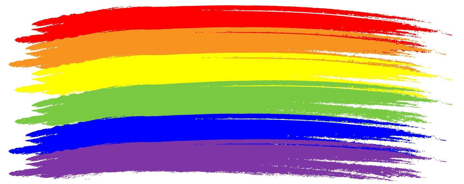 regenboog. imitatie van waterverf. helder vector illustratie.red, oranje, geel, groente, blauw, Purper getextureerde strepen. homo trots lgbt vlag.