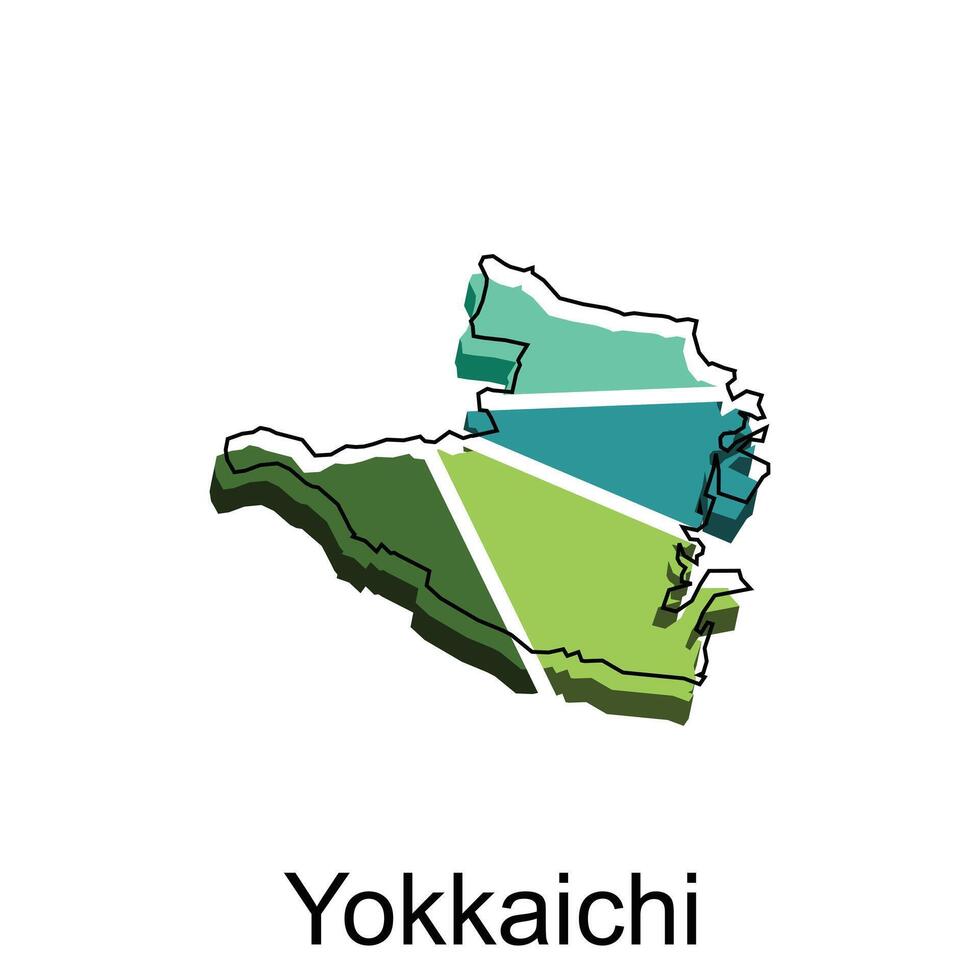 Yokkaichi stad hoog gedetailleerd illustratie kaart, Japan kaart, wereld kaart land vector illustratie sjabloon