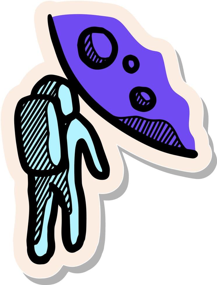 hand- getrokken schetsen van Mens met maan achtergrond in sticker stijl vector illustratie