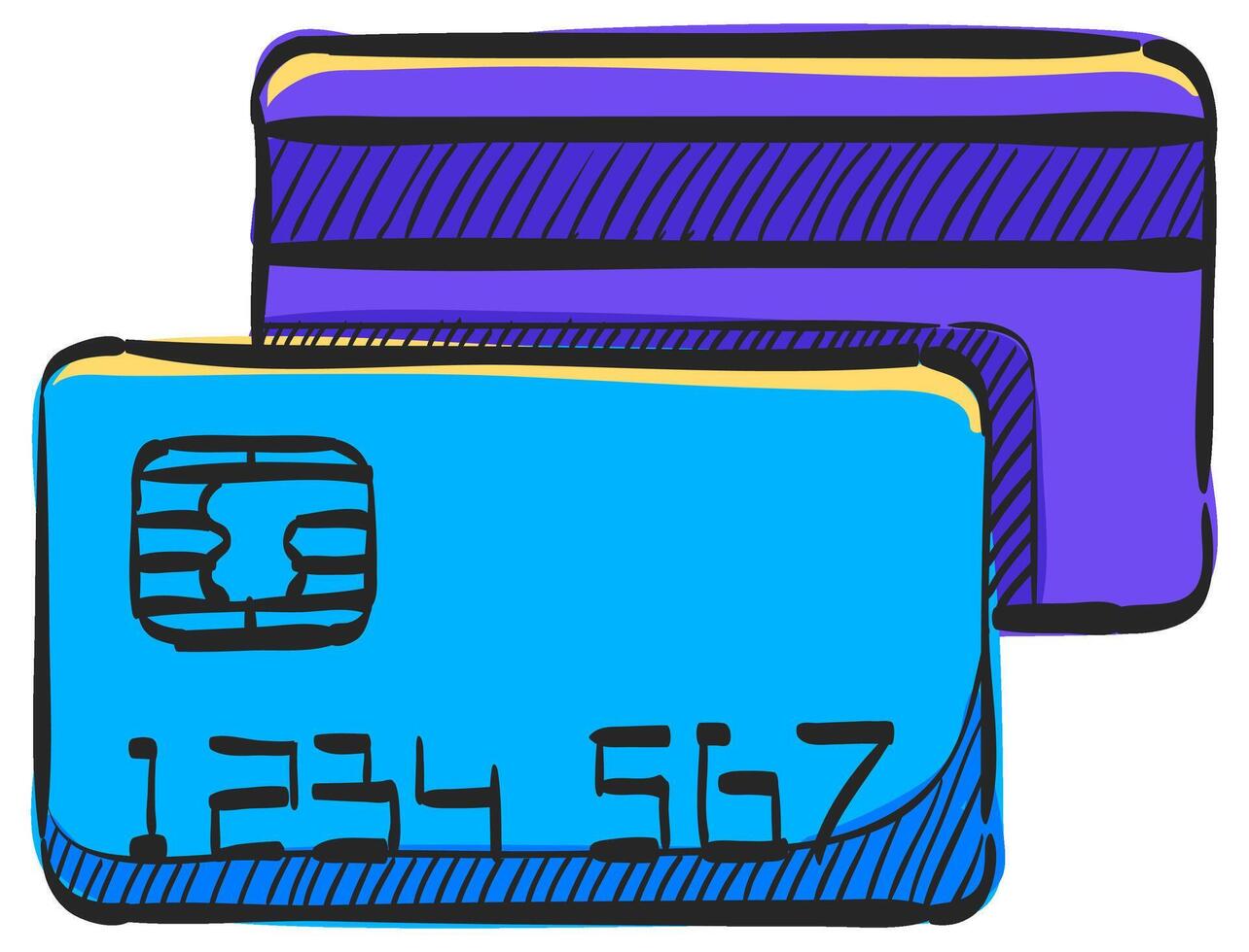 credit kaart icoon in hand- getrokken kleur vector illustratie