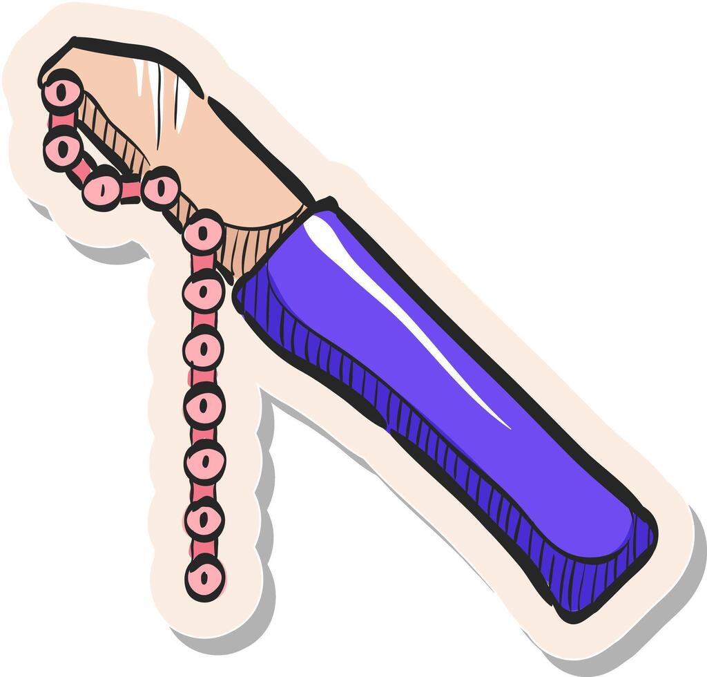 hand- getrokken keten zweep icoon in sticker stijl vector illustratie