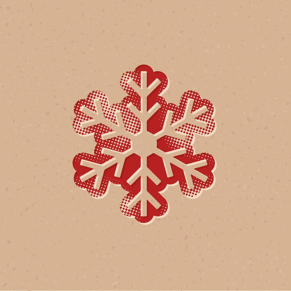 sneeuwvlok halftone stijl icoon met grunge achtergrond vector illustratie