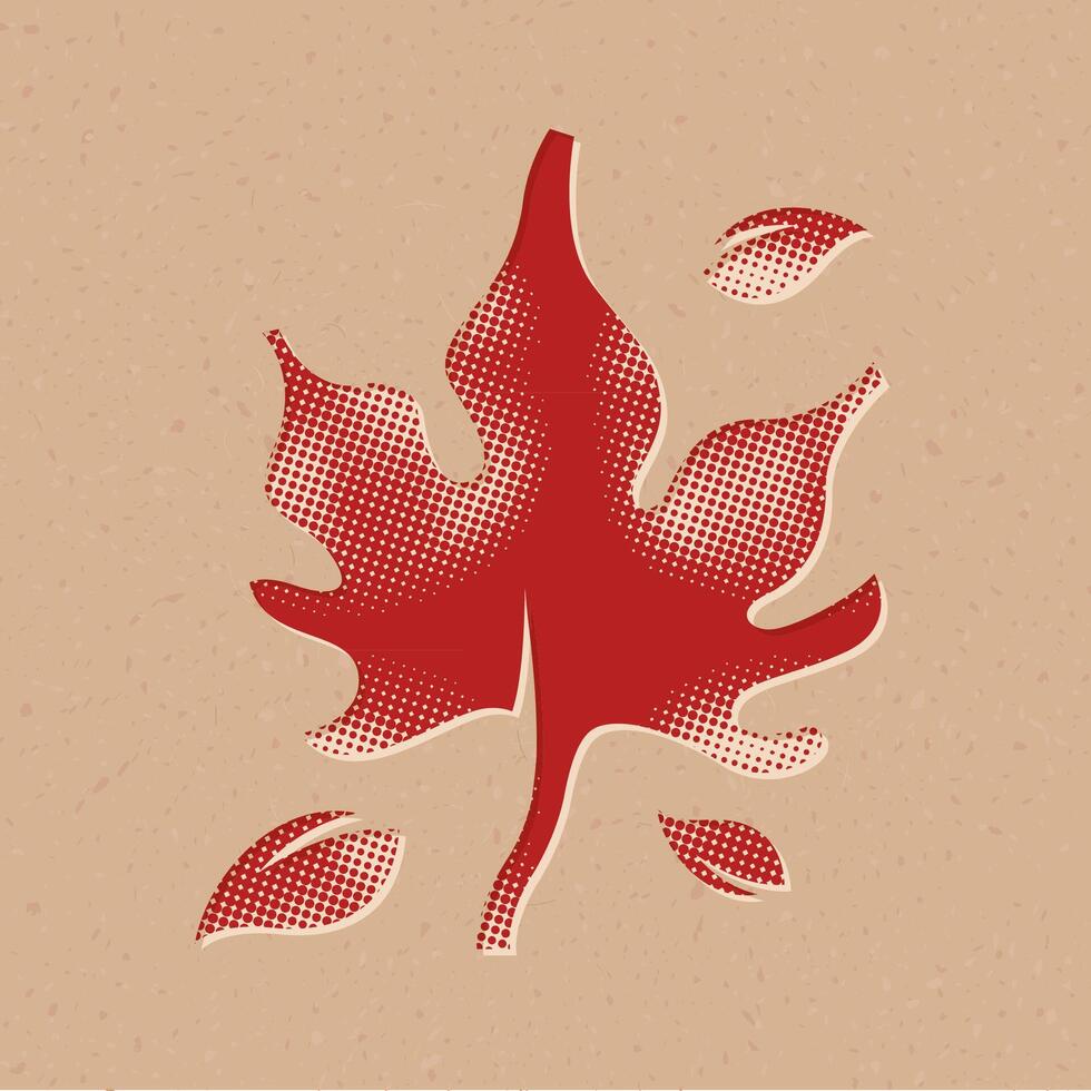 bladeren halftone stijl icoon met grunge achtergrond vector illustratie