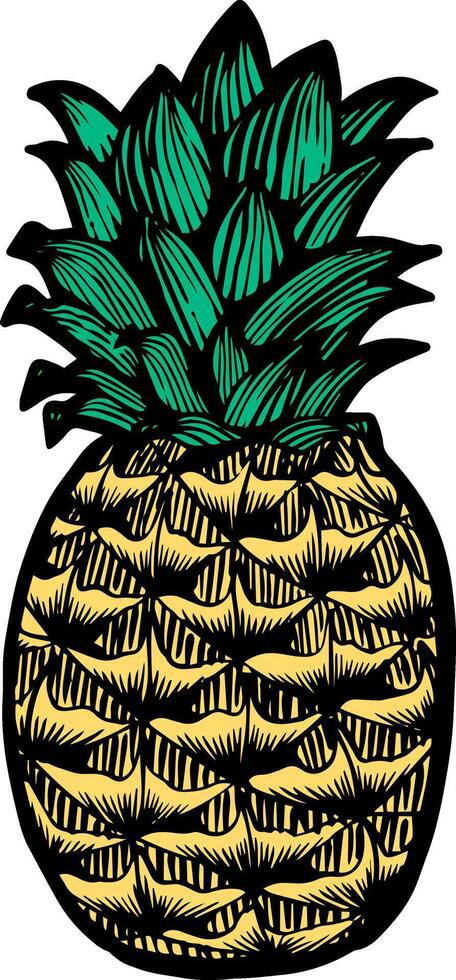 ananas hand- getrokken illustratie kleur vector illustratie