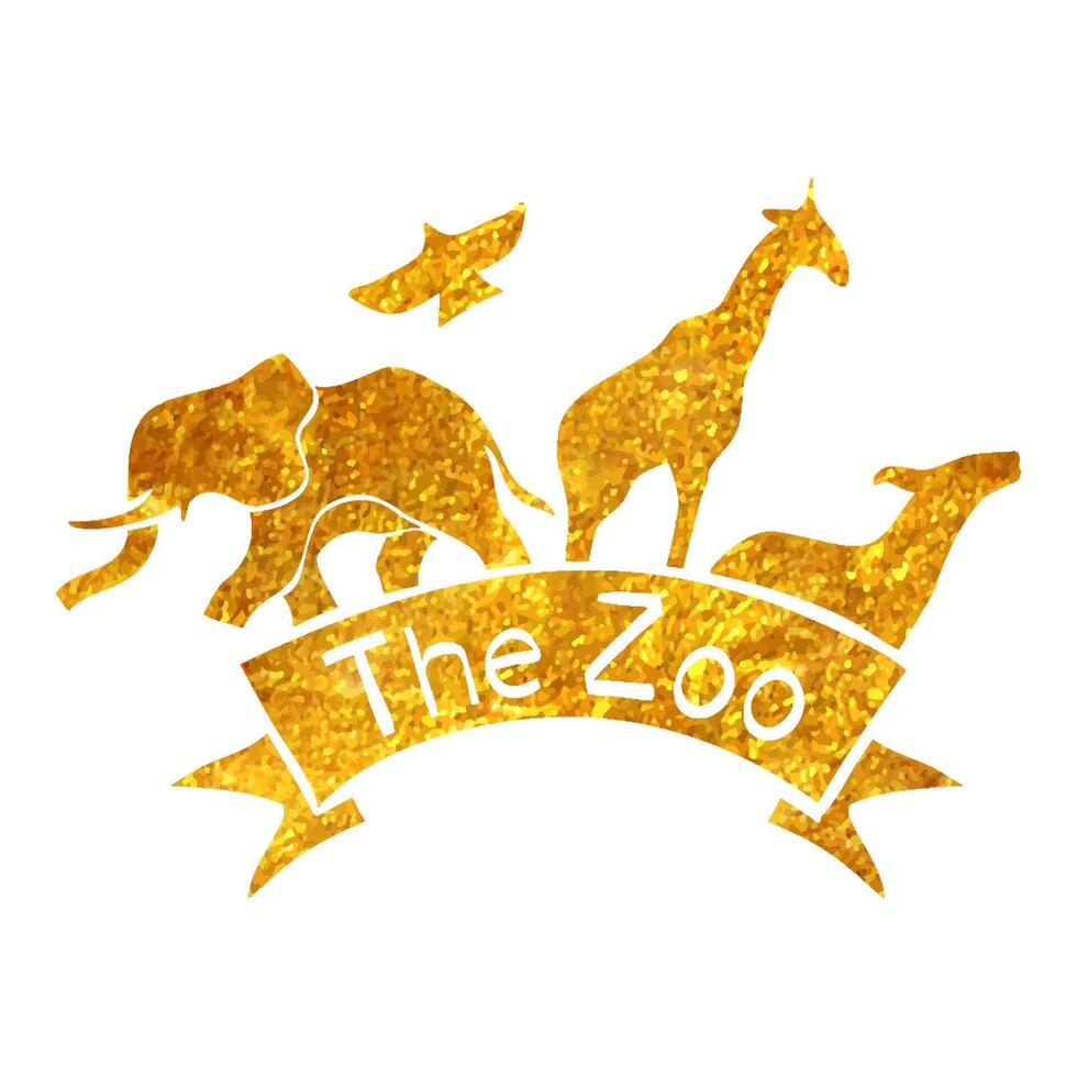 hand- getrokken dierentuin poort icoon in goud folie structuur vector illustratie