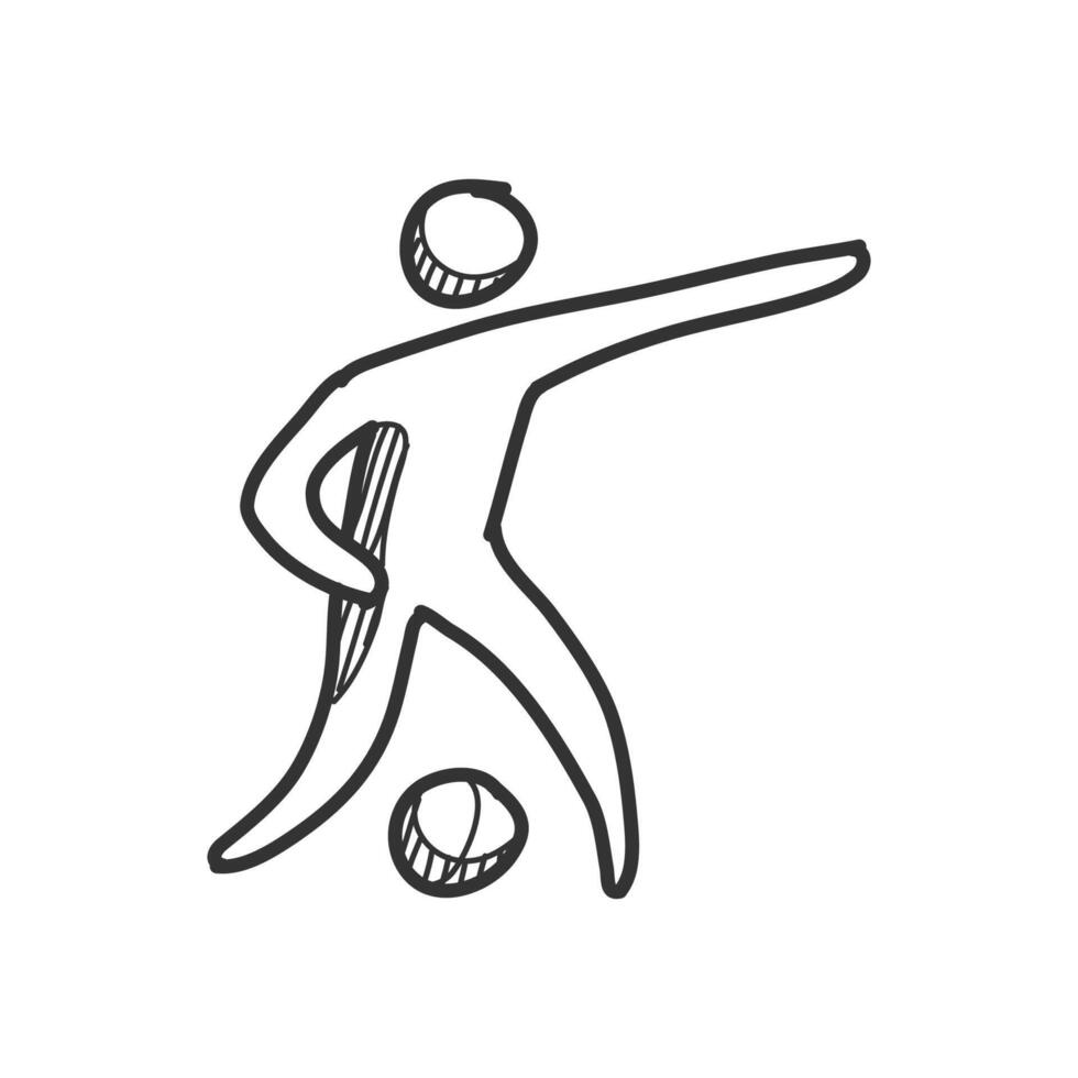 Amerikaans voetbal speler pictogrammen in hand- getrokken tekening vector