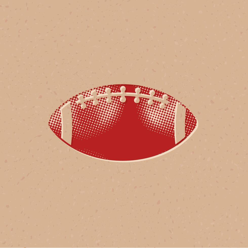 Amerikaans voetbal halftone stijl icoon met grunge achtergrond vector illustratie