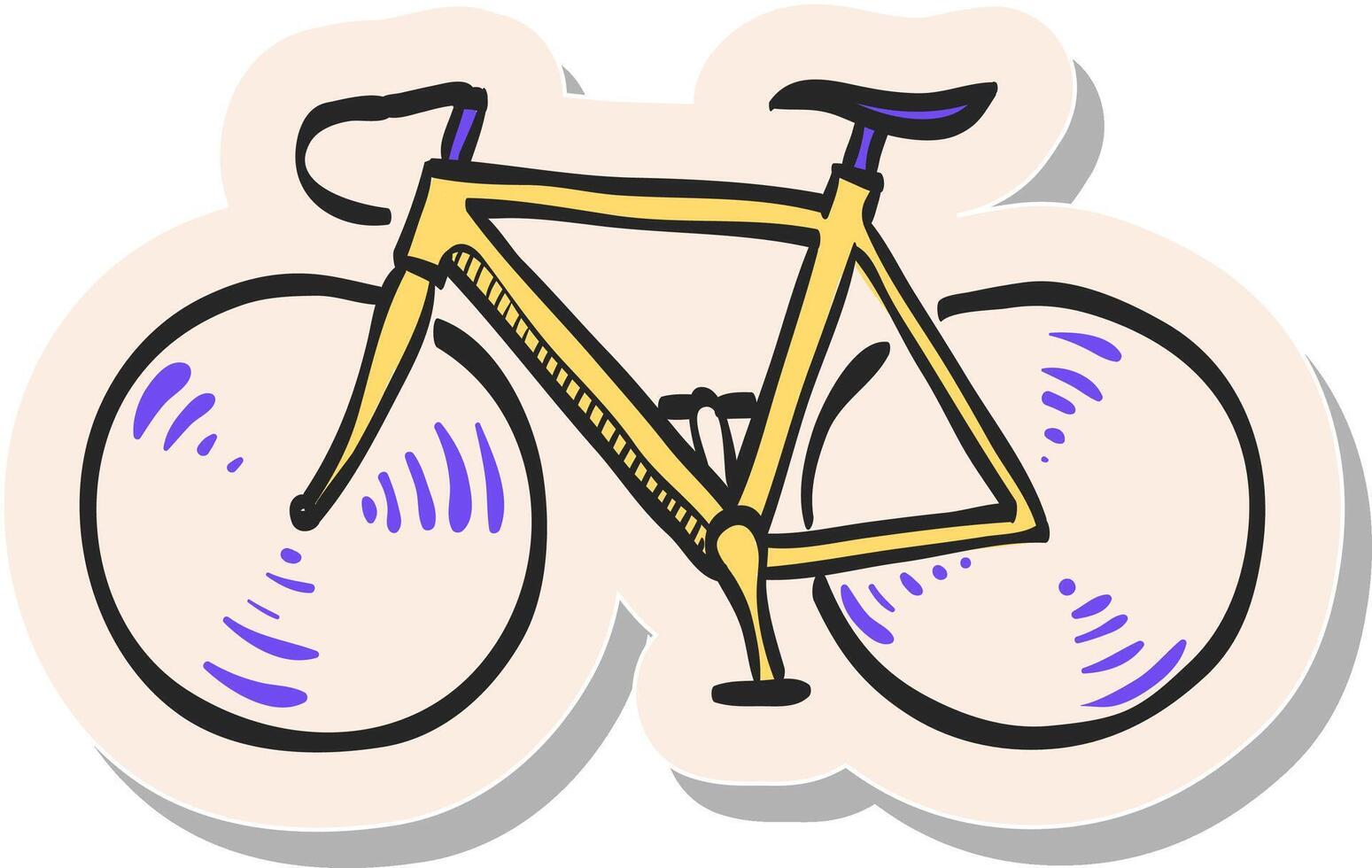 hand- getrokken weg fiets icoon in sticker stijl vector illustratie